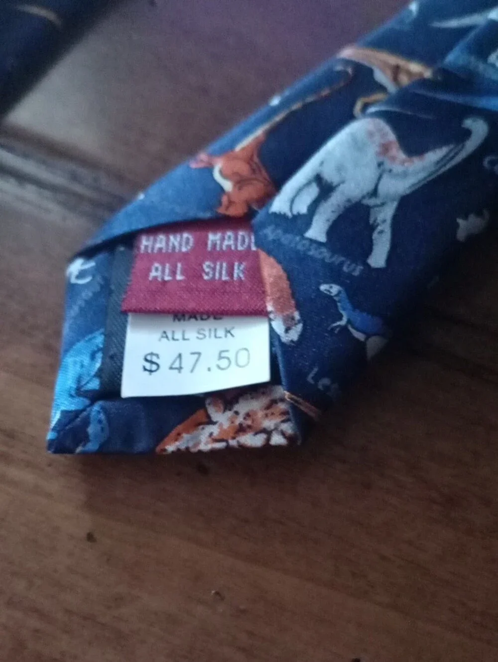 New NWT Men's Navy Dinosaur Print Tie -